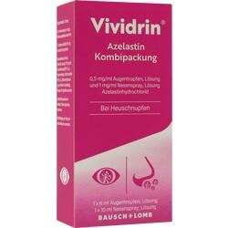 Rosa Schachtel von Vividrin für Augen- und Nasensymptome bei Heuschnupfen.
